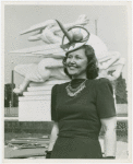 Amusements - American Jubilee - Performers - Monroe, Lucy - Wearing Trylon and Perisphere hat