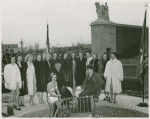 Amusements - Aquacade - Holm, Eleanor - At Aquacade dedication with Billy Rose and Grover Whalen
