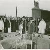 Amusements - Aquacade - Holm, Eleanor - At Aquacade dedication with Billy Rose and Grover Whalen