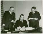 Amusements - Games and Rides - Grover Whalen signing contract for Giant Safety Coaster