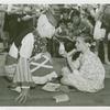 Amusements - Midway Activities - Girl sharing milk with clown