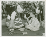 Amusements - Midway Activities - Girl sharing milk with clown