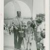 Amusements - Midway Activities - Hurdy Gurdy with monkey and three boys