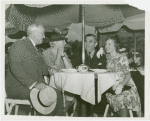 Amusements - Performers and Personalities - Harvey Gibson, Rachel Crothers, John Golden and Helen Hayes taking tea at Polish Pavilion