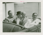Amusements - Performers and Personalities - Bergen, Edgar - In car with Charlie McCarthy, Grover Whalen and Fiorello LaGuardia