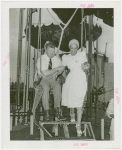 Amusements - Performers and Personalities - Lamour, Dorothy - Stepping off parachute jump