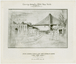 Amusements - Villages - Old New York - Sketch of Steve Brodie's jump from Brooklyn Bridge