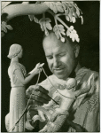 Art - Sculpture - Time and the Fates of Man and sculptor (Paul Manship; photo by Margaret Bourke-White)