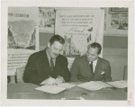 Argentina Pavilion - Grover Whalen and Conrado Traverso signing contract
