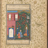 The prophet Idrîs (Enoch) seated in a garden in Paradise