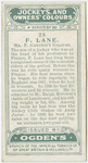 F. Lane, Mr. F. Gretton's colours.