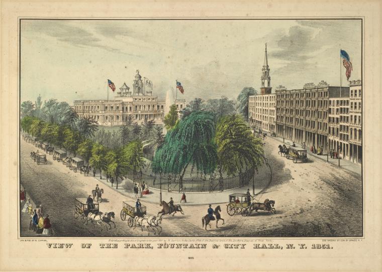 View of the Park, Fountain & City Hall, N.Y. 1851. 401