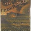 The fireman's quadrille. View of the Crystal Palace, before which a large crowd. Flames beyond, against sky