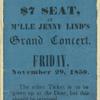 Ticket to Jenny Lind's grand concert, Friday Nov. 29, 1850