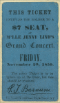 Ticket to Jenny Lind's grand concert, Friday Nov. 29, 1850