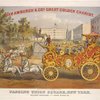 Above: Van Amburgh & Co's Great Golden Chariot. Below: Passing Union Square, New York. Weight 6000 lbs.--Cost $7000.00