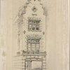 Pen drawing of a narrow stone building, with Dutch gabled roof, dated "1903" at gable and lettered "No. 13" over store front. "C. P. H. Gilbert, archt., New York"