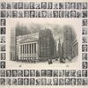The New York Stock Exchange, Trinity Church and Wall Street. Below, left, bust portrait of George B. Post, architect