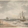 Type-written label: "View of the Narrows from Bedloes Island. Fine drawing in water-colours showing numerous ships