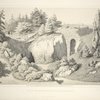 View of the entrance of the cave and stone bridge. From Central Park Album, 1862
