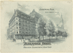 Hotel letter-heads. Albemarle Hotel Madison Square West, New York. Above: O. B. Libbey, propr.