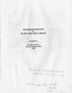 The samples collection of the New York Public Library, [Slavonic Division]