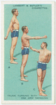Exercises for men: trunk turning with one arm swinging.