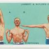 Exercises for men: arm swinging, bending and stretching.