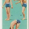 Exercises for men: knee lifting and trunk bending.