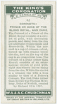 Coronets: Price or Duke of the Blood Royal, and Duke.