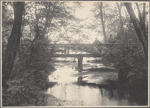 Two men standing on a footbridge in Cold Spring Harbor, L.I.