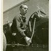 Automobiles - Grand Prix - Man at wheel of Bugatti car