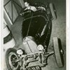 Automobiles - Grand Prix - Man behind wheel of Bugatti