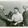 Automobiles - Grand Prix - Harvey Gibson and Ralph DePalma congratulating winner