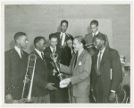 Bands - Prize Winners - Receiving first prize trophy