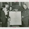 Bill of Rights Exhibit - Dr. A.S.W. Rosenbach and group with manuscript