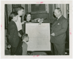 Bill of Rights Exhibit - Dr. A.S.W. Rosenbach and group with manuscript