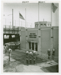Saluting flag at Queens Host House