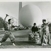 China Participation - Entertainers - Man with drums, man with pole and woman with swords