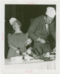 Contests - Evelyn Del Barrio and Tony Sarg at Ham and Turkey Carving contest