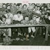 Contests - Children in pie-eating contest with Tommy Dorsey keeping time