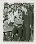 Contests - Tommy Dorsey congratulating pie-eating champion