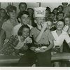 Contests - Pie-eating champion with other contestants