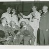 Contests - Barbershop Quartets - Robert Moses conducting barber shop quartets while Harvey Gibson looks on