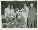 Contests - Barbershop Quartets - Robert Moses conducting barber shop quartets while Harvey Gibson looks on