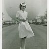 Contests - Beauty - Miss New York World's Fair - Winner in Trylon and Perisphere hat in front of Perisphere