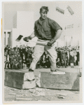 Contests - Parks Department - Chopping contest winner with ax
