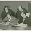 Czechoslovakia Participation - George Janacek (Commissioner General to World's Fair) signs contract, Grover Whalen and group look on