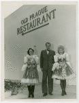 Czechoslovakia Participation - Czechs in traditional dress - With Old Prague Restaurant sign