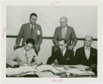 Ecuador Participation - Contract Signing - Carlos Dousbedes and Hugo Roman (Special Delegates to international expositions) and A.R. Hidalgo Z. (Consul General in New York) sign contract